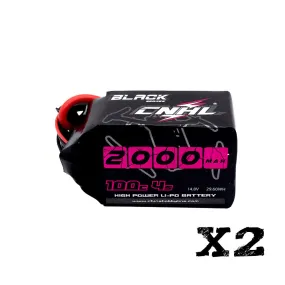 2 Packs CNHL Black Series 2000mAh 14.8V 4S 100C Lipo Battery with XT60 Plug - UK&CA Warehouse