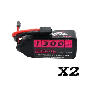 2 Packs CNHL Black Series V2.0 1300mAh 14.8V 4S 130C Lipo Battery with XT60 Plug - CA/UK Warehouse