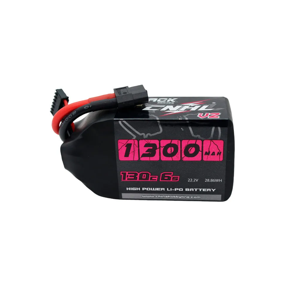 2 Packs CNHL Black Series V2.0 1300mAh 22.2V 6S 130C Lipo Battery with XT60 Plug