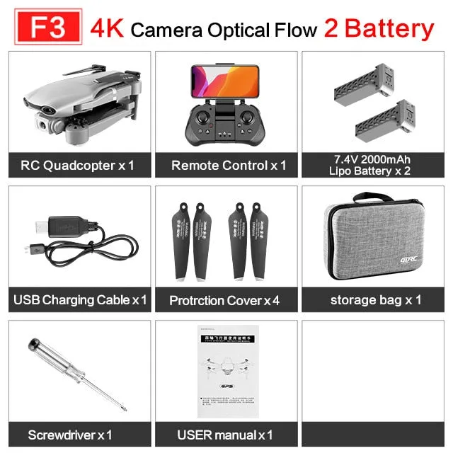 2020 NEW F3 drone GPS 4K 5G WiFi live video FPV quadrotor flight 25 minutes rc distance 500m drone HD wide-angle dual camera