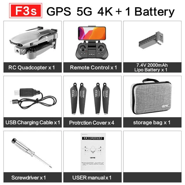 2020 NEW F3 drone GPS 4K 5G WiFi live video FPV quadrotor flight 25 minutes rc distance 500m drone HD wide-angle dual camera