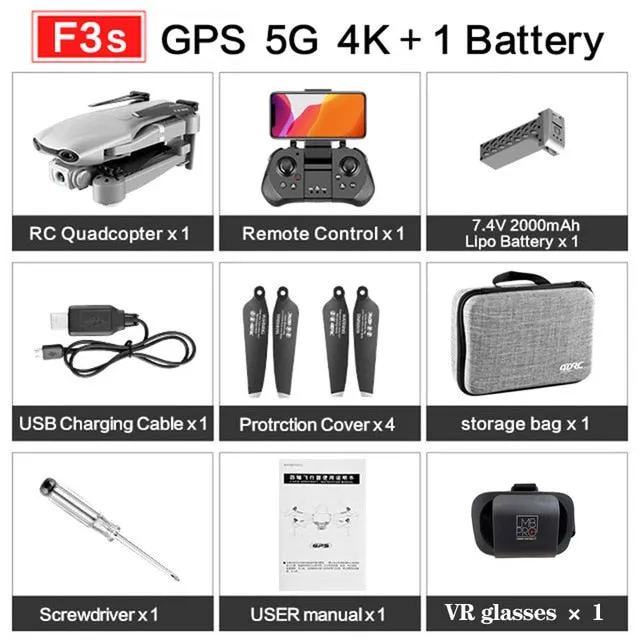 2020 NEW F3 drone GPS 4K 5G WiFi live video FPV quadrotor flight 25 minutes rc distance 500m drone HD wide-angle dual camera
