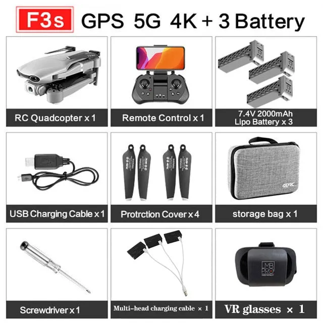 2020 NEW F3 drone GPS 4K 5G WiFi live video FPV quadrotor flight 25 minutes rc distance 500m drone HD wide-angle dual camera