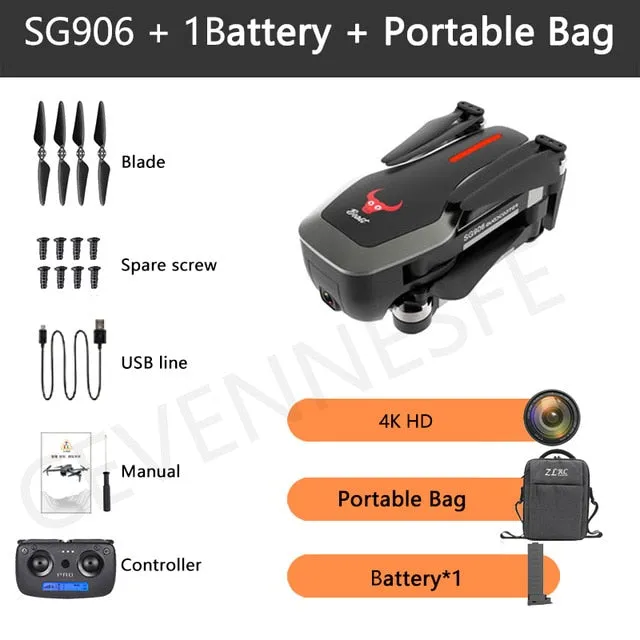 2020 NWE SG906/SG906 Pro 2 drone 4k HD mechanical 3-Axis gimbal camera 5G wifi gps system supports TF card drones distance 1.2km