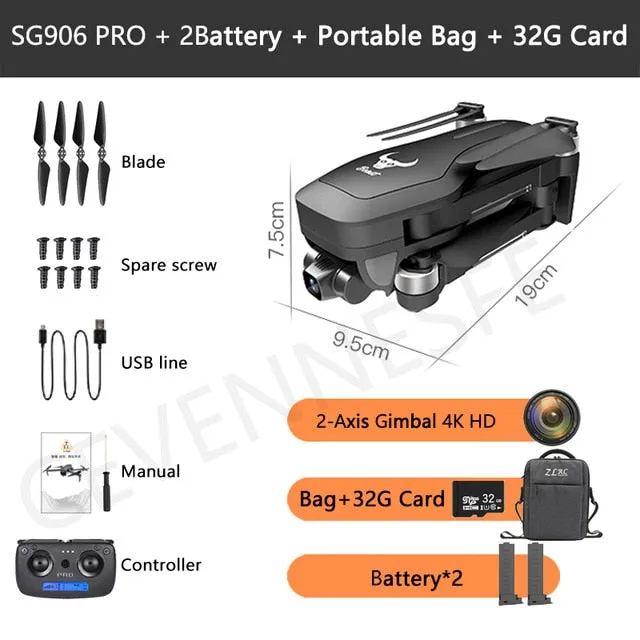2020 NWE SG906/SG906 Pro 2 drone 4k HD mechanical 3-Axis gimbal camera 5G wifi gps system supports TF card drones distance 1.2km