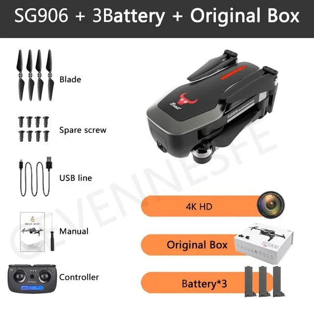 2020 NWE SG906/SG906 Pro 2 drone 4k HD mechanical 3-Axis gimbal camera 5G wifi gps system supports TF card drones distance 1.2km