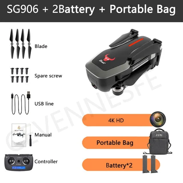 2020 NWE SG906/SG906 Pro 2 drone 4k HD mechanical 3-Axis gimbal camera 5G wifi gps system supports TF card drones distance 1.2km