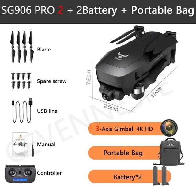 2020 NWE SG906/SG906 Pro 2 drone 4k HD mechanical 3-Axis gimbal camera 5G wifi gps system supports TF card drones distance 1.2km