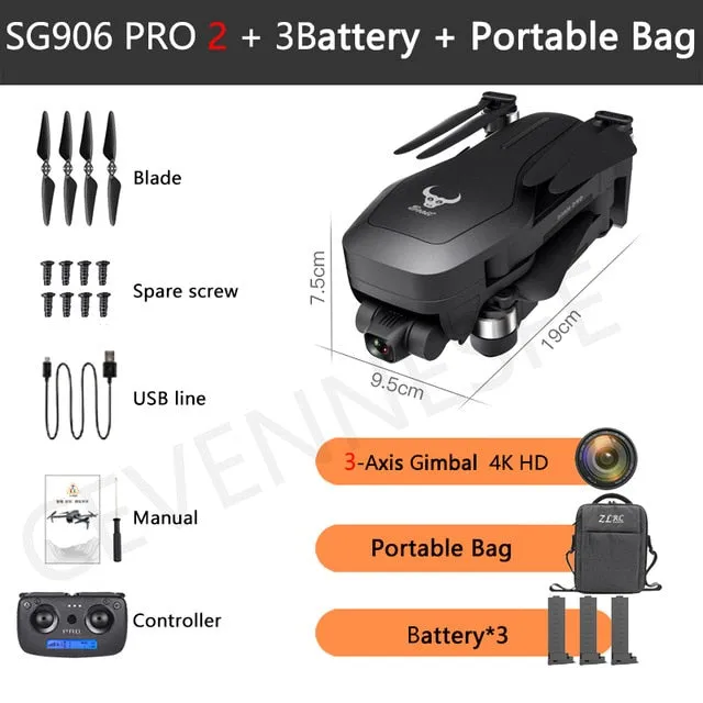 2020 NWE SG906/SG906 Pro 2 drone 4k HD mechanical 3-Axis gimbal camera 5G wifi gps system supports TF card drones distance 1.2km