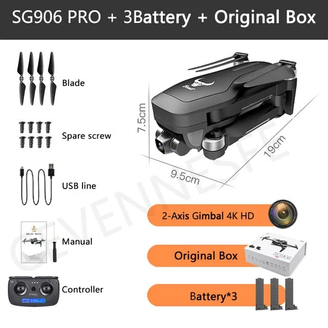 2020 NWE SG906/SG906 Pro 2 drone 4k HD mechanical 3-Axis gimbal camera 5G wifi gps system supports TF card drones distance 1.2km