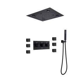 3 Function Large Shower System with Body Spray and LED Light Matte Black RB0815