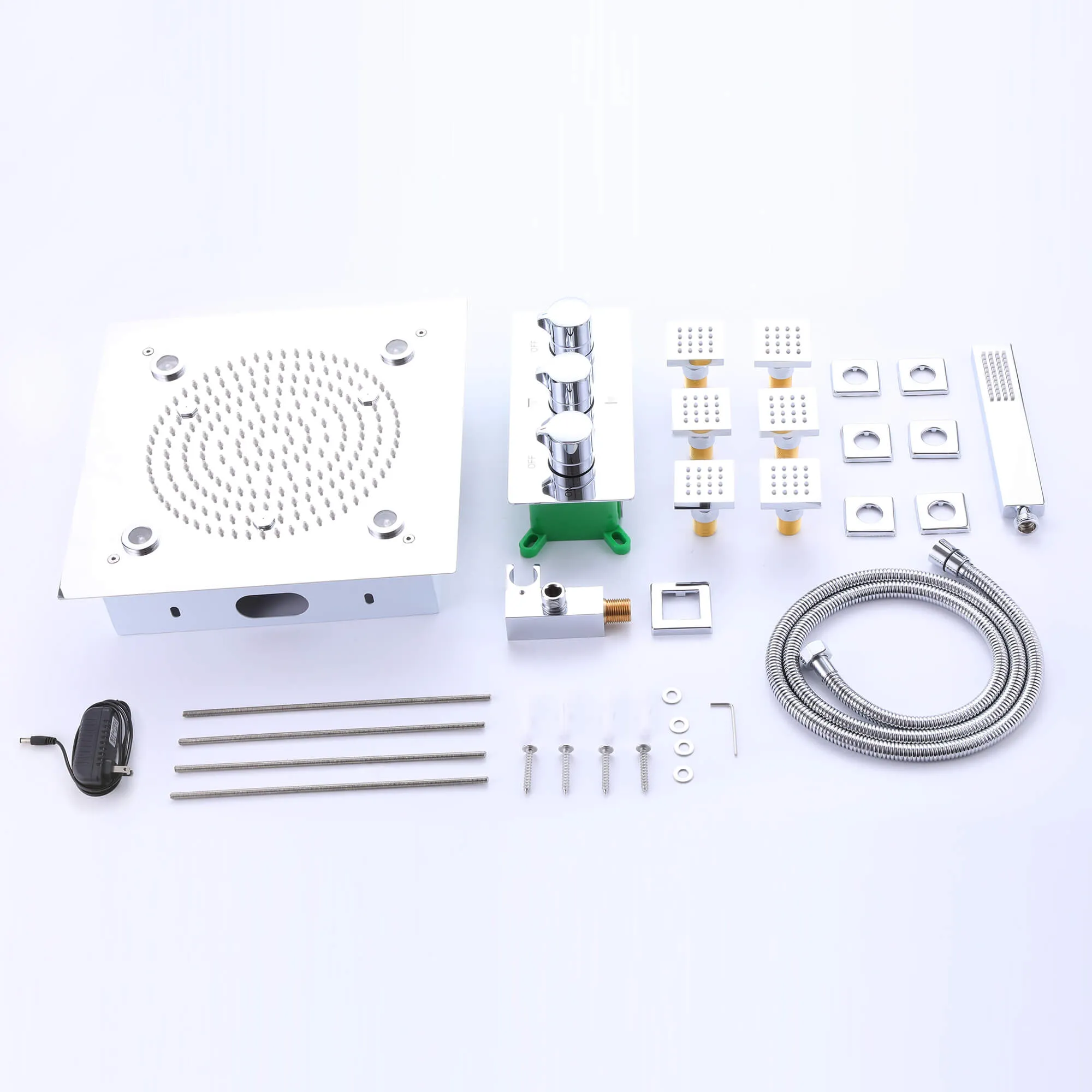 3 Function Large Shower System with Body Spray and LED Light Matte Black RB0815
