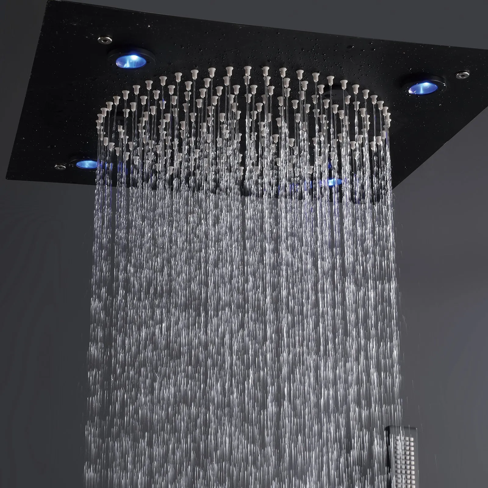 3 Function Large Shower System with Body Spray and LED Light Matte Black RB0815