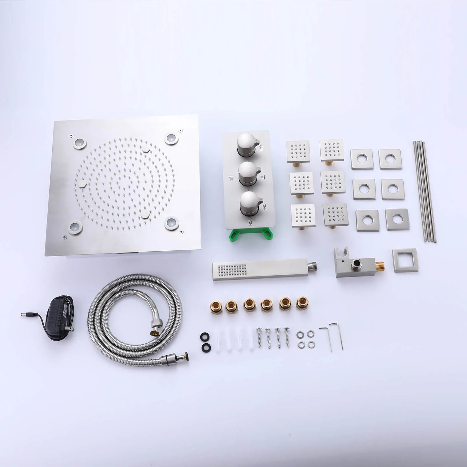 3 Function Large Shower System with Body Spray and LED Light Matte Black RB0815