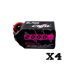4 Packs CNHL Black Series 2000mAh 14.8V 4S 100C Lipo Battery with XT60 Plug - UK Warehouse