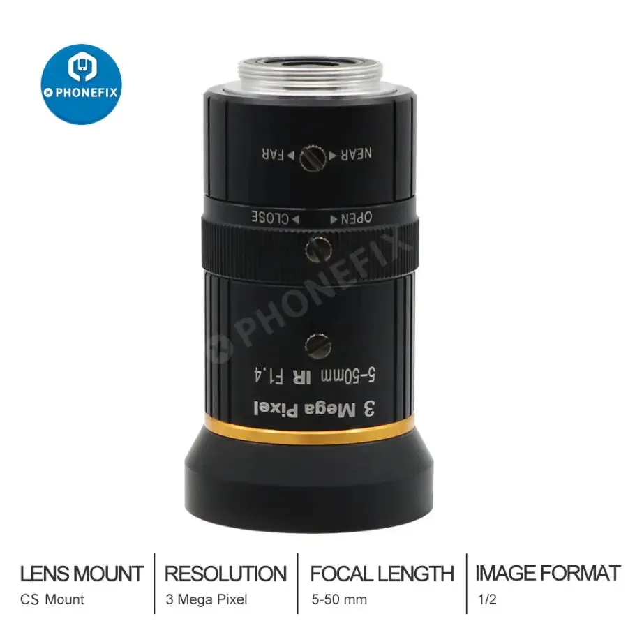 5-50mm 3.0MP Varifocal Lens 1/2.7" F1.4 Manual Iris CS Mount Lens