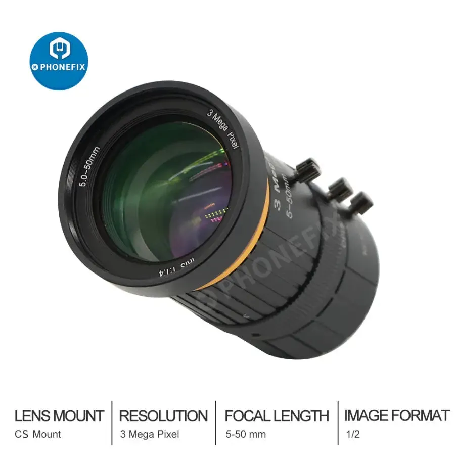 5-50mm 3.0MP Varifocal Lens 1/2.7" F1.4 Manual Iris CS Mount Lens
