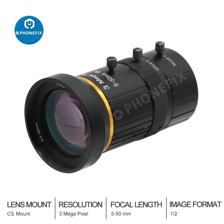 5-50mm 3.0MP Varifocal Lens 1/2.7" F1.4 Manual Iris CS Mount Lens