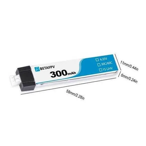 BetaFPV 300mAh 1S 30C PH2 HV Lipo Battery (1pc) [DG]