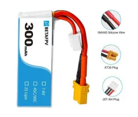 BetaFPV 300mAh 2S 45C Lipo Battery (1PC) [DG]