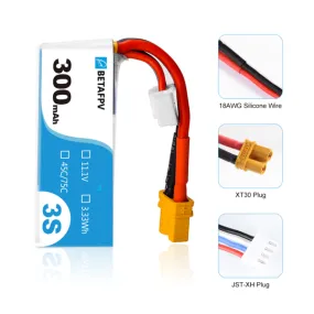 BetaFPV 300mAh 3S 45C Lipo Battery (1PC) [DG]