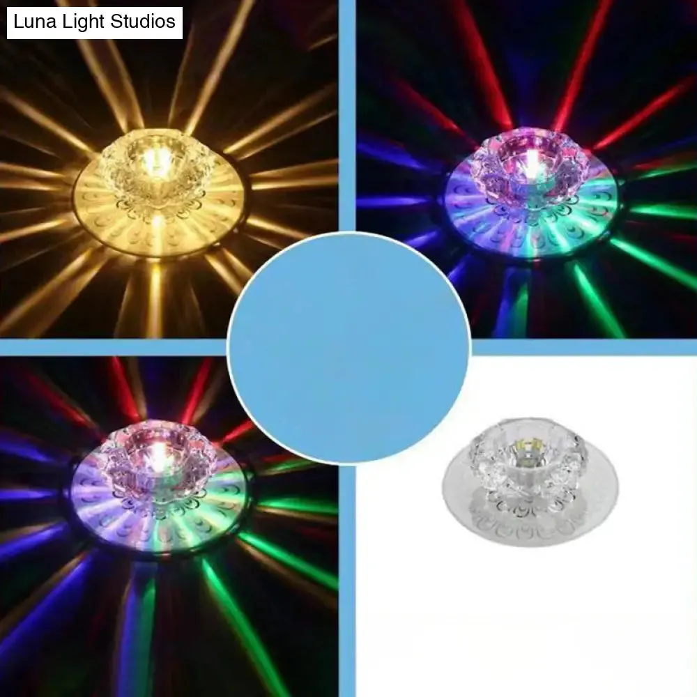 Blossom Shade Crystal Flush Ceiling Light - Contemporary LED Fixture for Hallways, Flush Mount and Clear Design