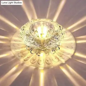 Blossom Shade Crystal Flush Ceiling Light - Contemporary LED Fixture for Hallways, Flush Mount and Clear Design
