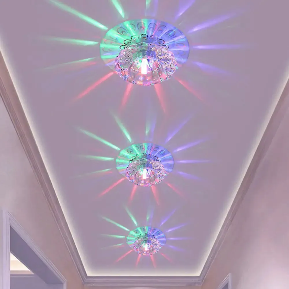 Blossom Shade Crystal Flush Ceiling Light - Contemporary LED Fixture for Hallways, Flush Mount and Clear Design