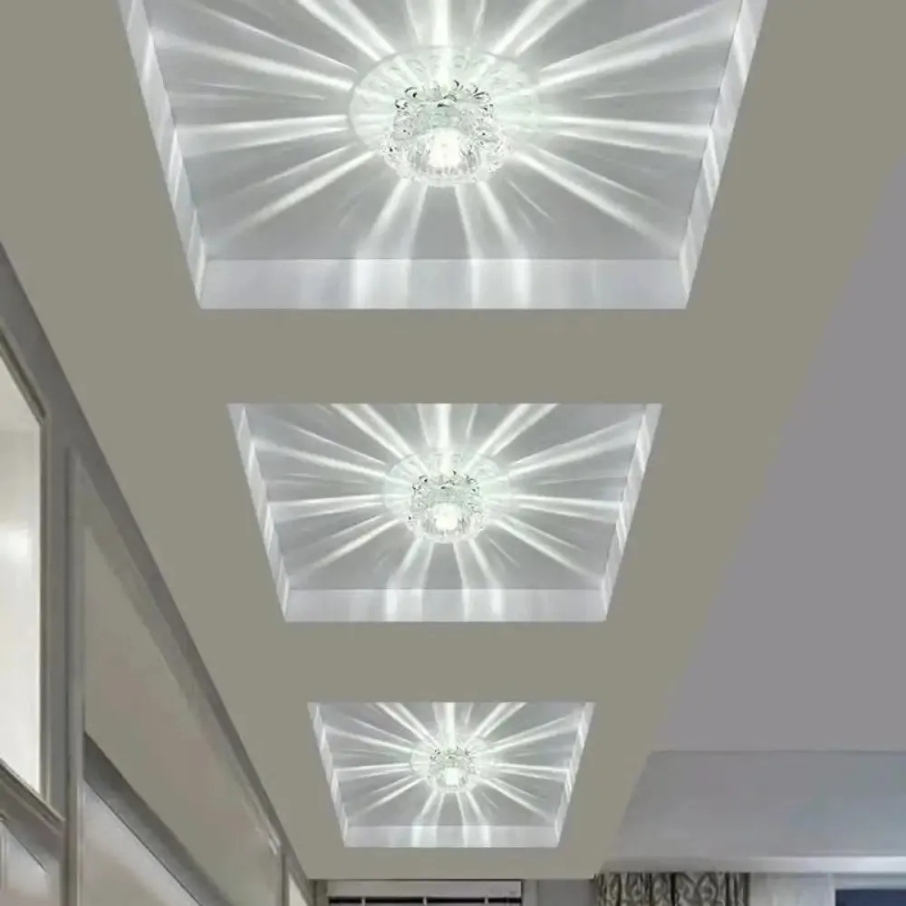 Blossom Shade Crystal Flush Ceiling Light - Contemporary LED Fixture for Hallways, Flush Mount and Clear Design