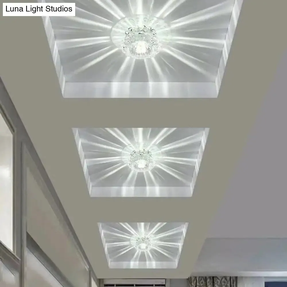 Blossom Shade Crystal Flush Ceiling Light - Contemporary LED Fixture for Hallways, Flush Mount and Clear Design