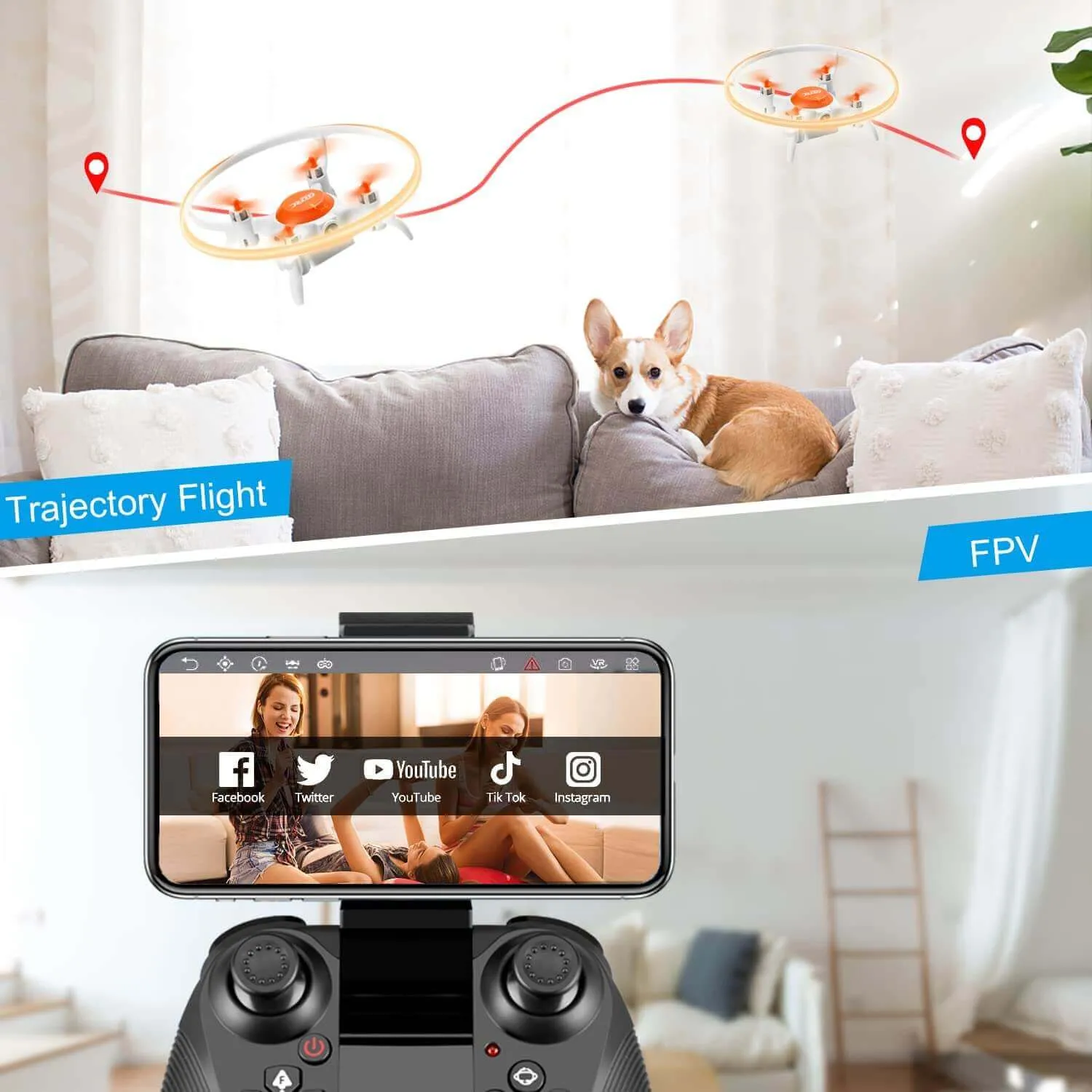 Camera Drone for Beginners Wifi FPV Live Video Quadcopter Remote Control Drone for Boys and Girls