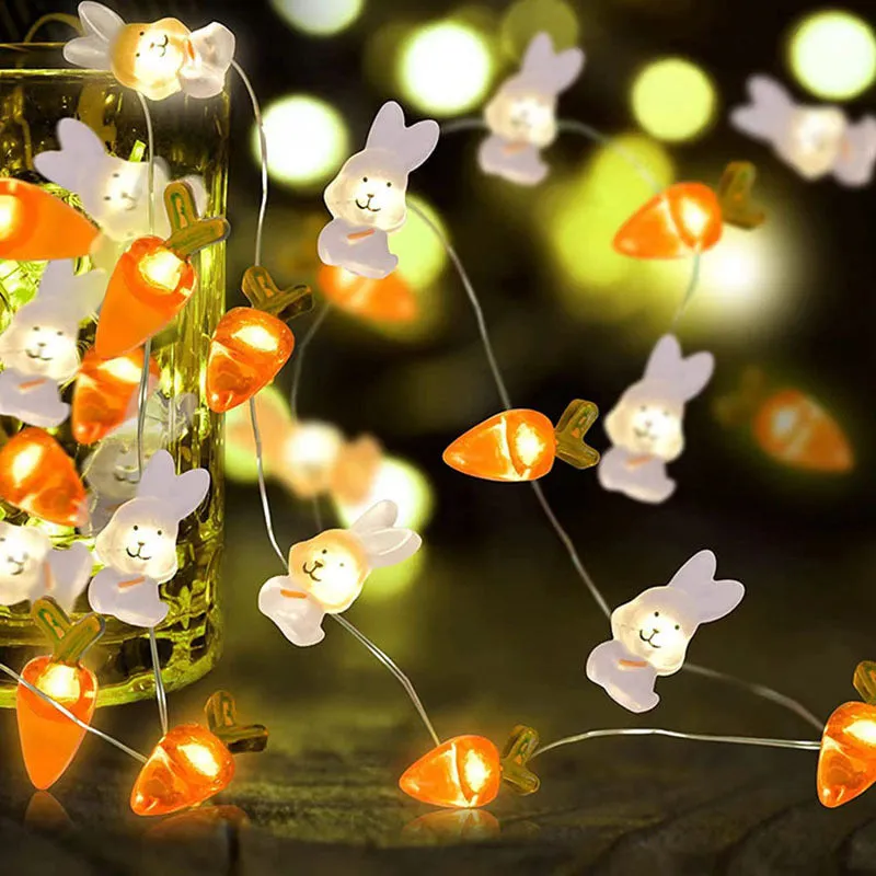Carrot & Rabbit Easter String Lights | Festive LED Decoration