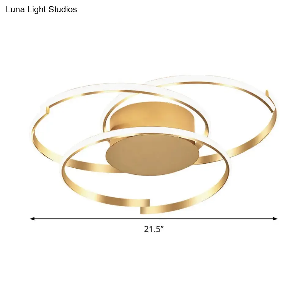 Ceiling Mounted Modern Acrylic Gold 18"/21.5" LED Flush Light with 3 Rings - Warm/White Light