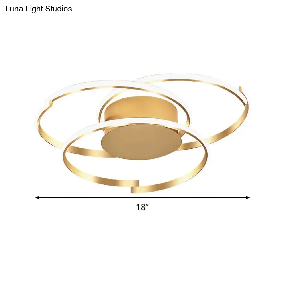 Ceiling Mounted Modern Acrylic Gold 18"/21.5" LED Flush Light with 3 Rings - Warm/White Light