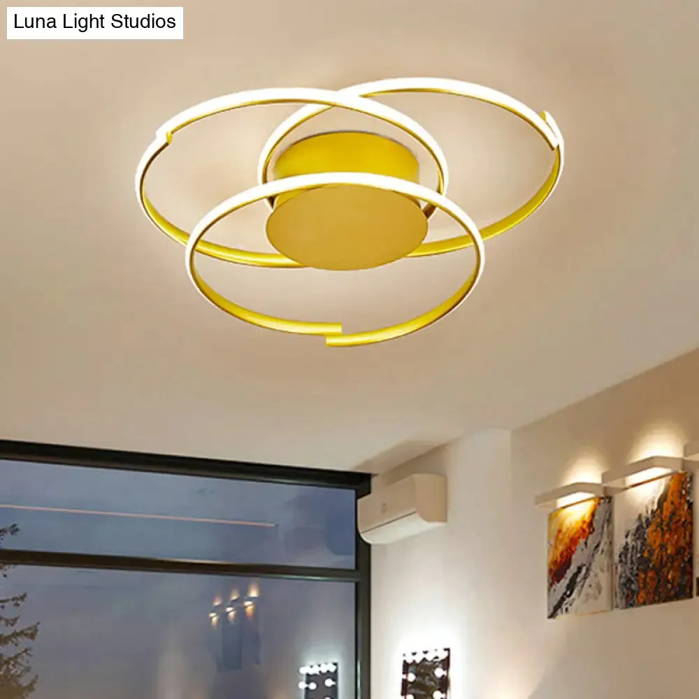 Ceiling Mounted Modern Acrylic Gold 18"/21.5" LED Flush Light with 3 Rings - Warm/White Light