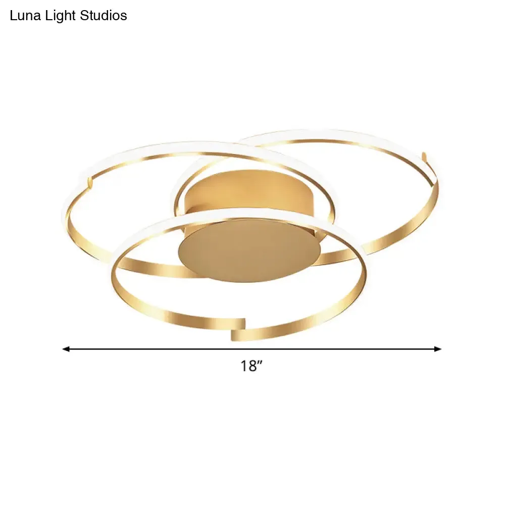 Ceiling Mounted Modern Acrylic Gold 18"/21.5" LED Flush Light with 3 Rings - Warm/White Light