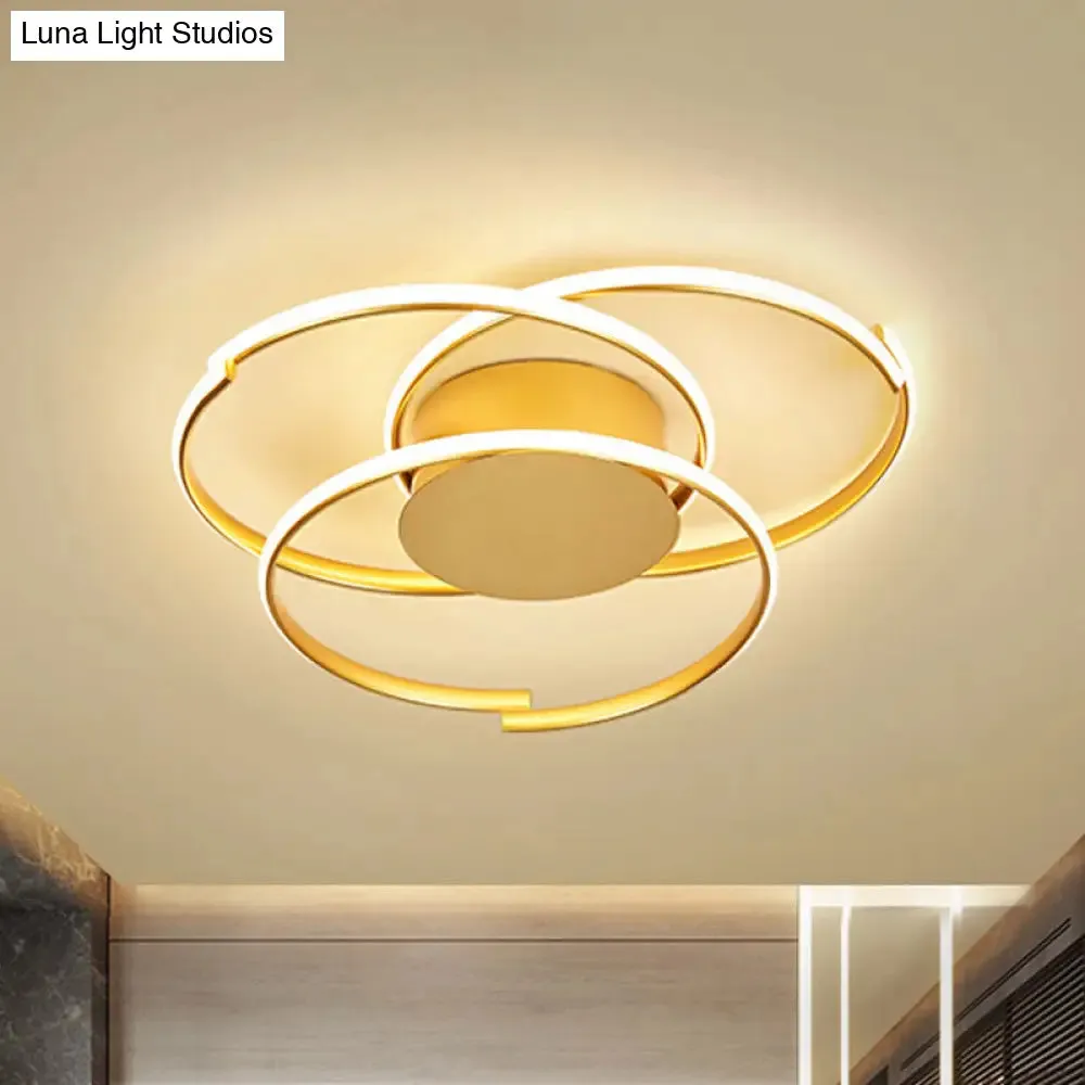 Ceiling Mounted Modern Acrylic Gold 18"/21.5" LED Flush Light with 3 Rings - Warm/White Light