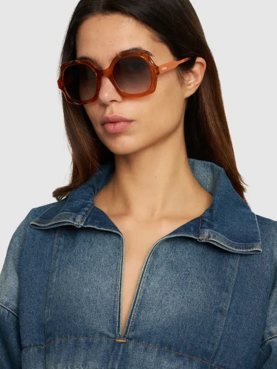 Chloé   Scalloped squared bio-acetate sunglasses 