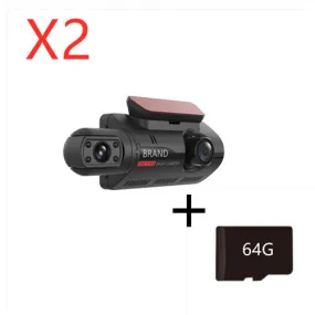 Color: Black with 64G Memory card 2PC - Hidden Driving Recorder 3