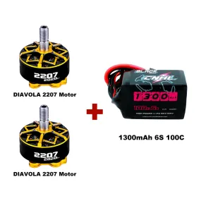 [Combo] 1 Pack 1300mAh 6S 100C Lipo Battery & 2 Packs Co-brand Motor DIAVOLA 2207