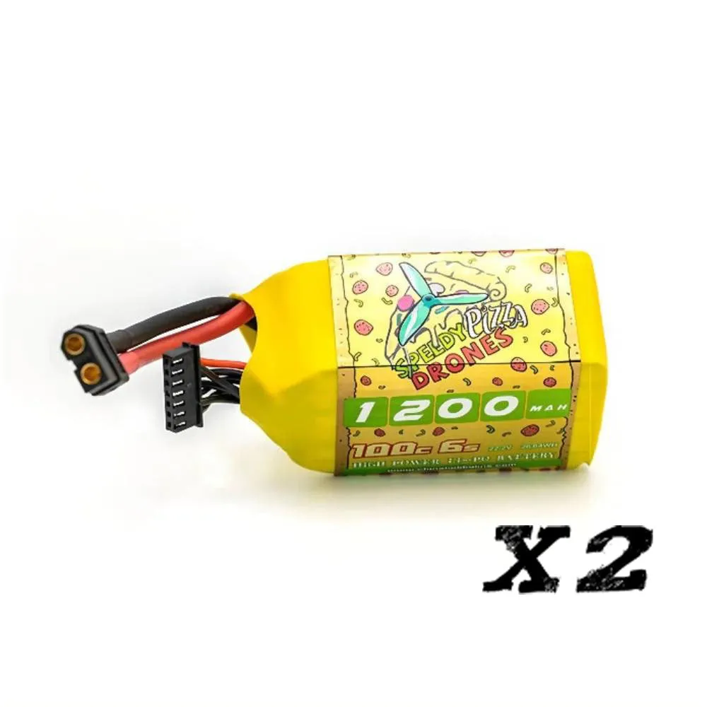 [Combo] 2 Packs CNHL Pizza Series 1200mAh 22.2V 6S 100C Lipo Battery with XT60 Plug
