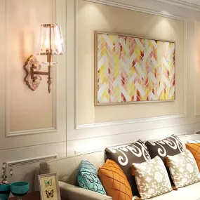 Copper Modern 1/2-Light Crystal Wall Sconce with Cone Shade for Bedroom