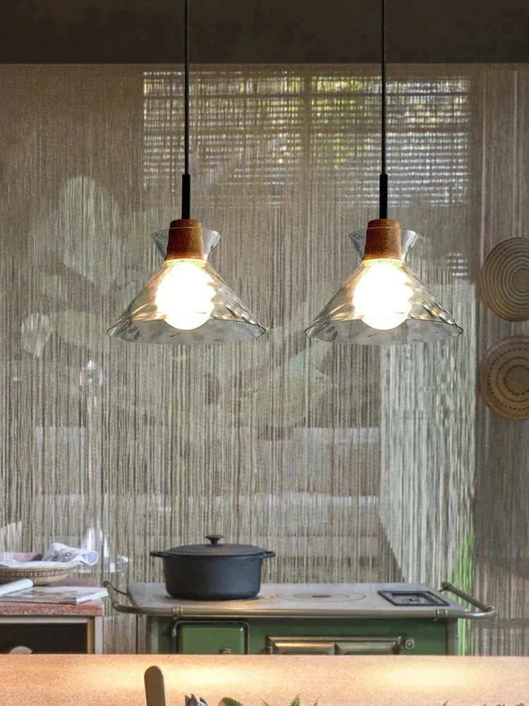 Designer's Lamp Log Glass Small Chandelier Minimalist Dining Room Lamp Bar Staircase Porch Bedside Lamp