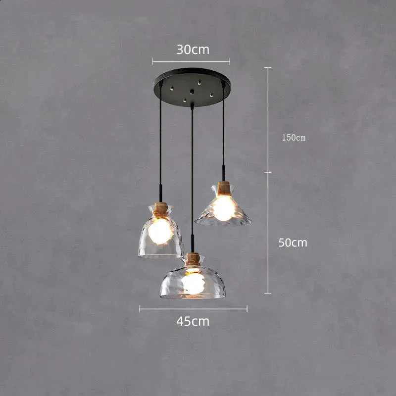 Designer's Lamp Log Glass Small Chandelier Minimalist Dining Room Lamp Bar Staircase Porch Bedside Lamp