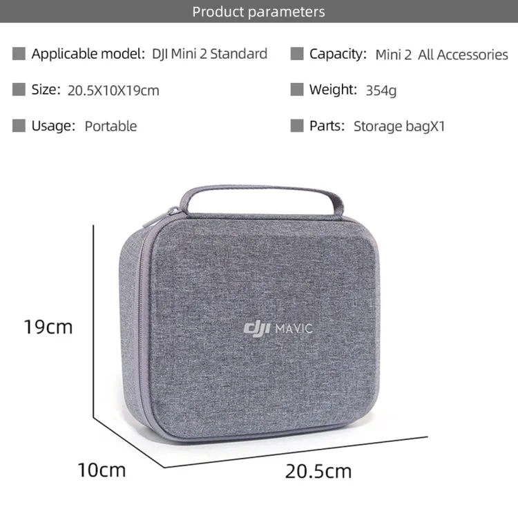 DJI Portable Waterproof Nylon Box Case Storage Bag for DJI Mini 2 Drone(Grey)