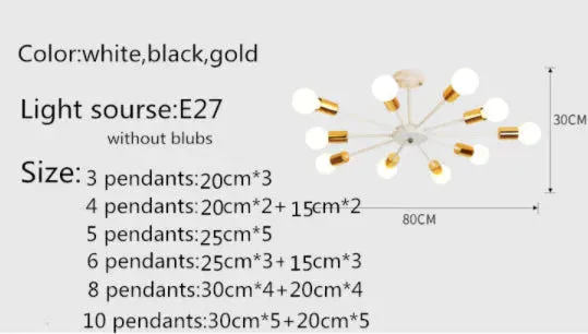 Fashion Modern Lamps LED Pendant Lights Indoor Lighting Gold Electropla Living Dining Room Bedroom Bar Shop Light Fixture