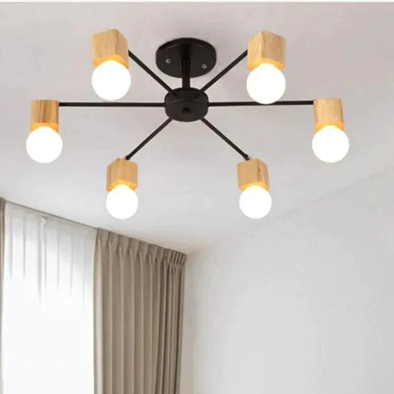 Fashion Modern Lamps LED Pendant Lights Indoor Lighting Wood Lamp Holder Living Dining Room Bedroom Bar Shop Light Fixture