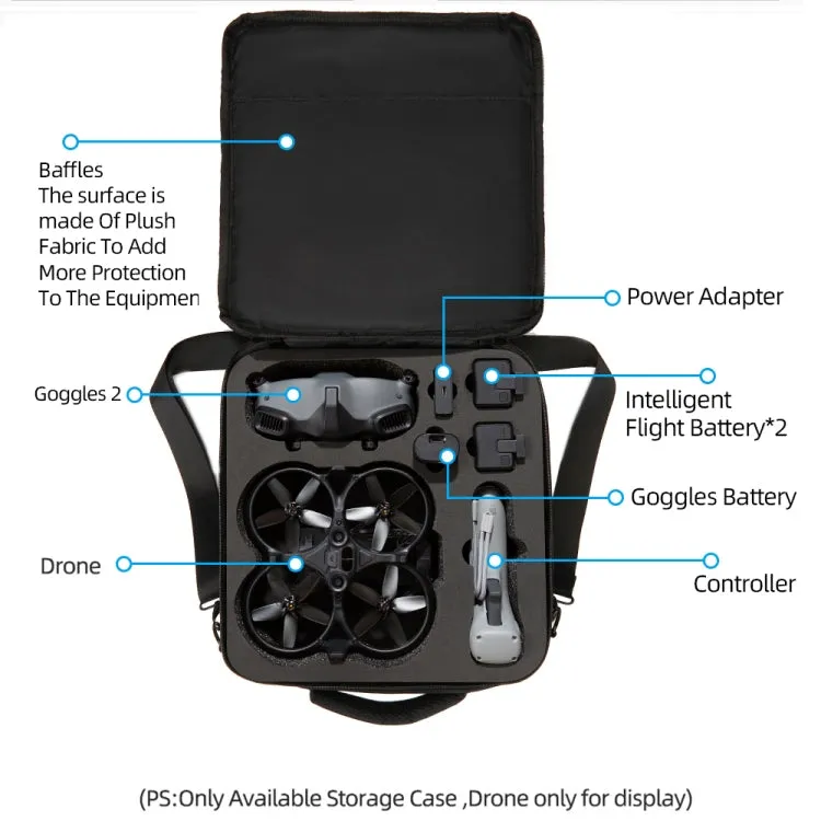 For DJI Avata Portable Carry Box Single Shoulder Storage Bag(Black)