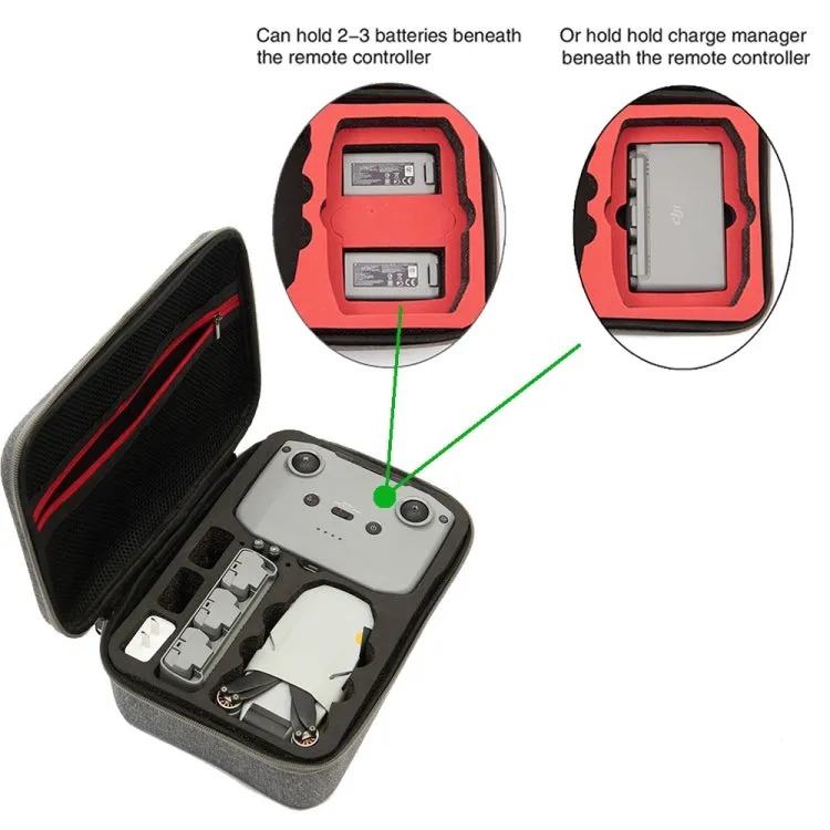 For DJI Mini 2 SE Grey Shockproof Carrying Hard Case Storage Bag, Size: 21.5 x 29.5 x 10cm (Red)