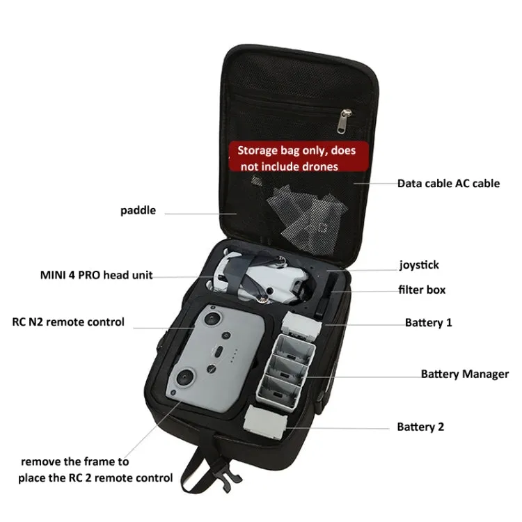 For DJI Mini 4 Pro BKANO Storage Bag Shoulder Bag Messenger Bag Suitcase(Black)